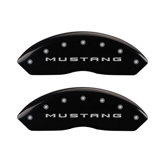 MGP 4 Caliper Covers Engraved Front 2015/Mustang Engraved Rear 2015/Bar & Pony Black finish slvr ch