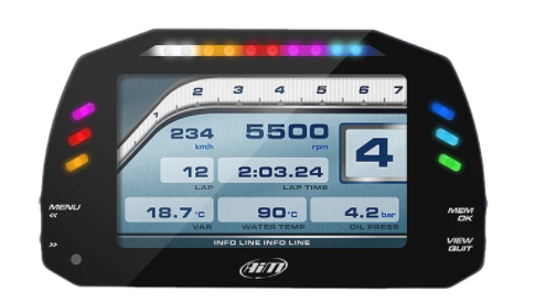 AiM MXS 5" 1.2 Strada Dash Display with CAN Harness or OBD2 Harness